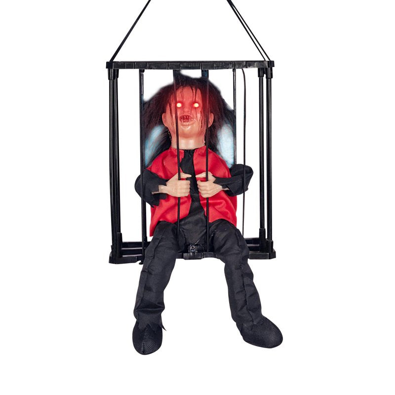 Animated Halloween Decorations Screaming Skull Prisoner with Motion & Light Sensors