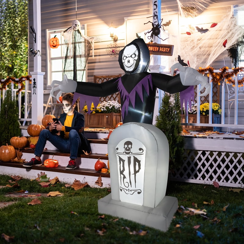 6 FT Inflatable Grim Reaper Halloween Yard Decoration with LED Lights