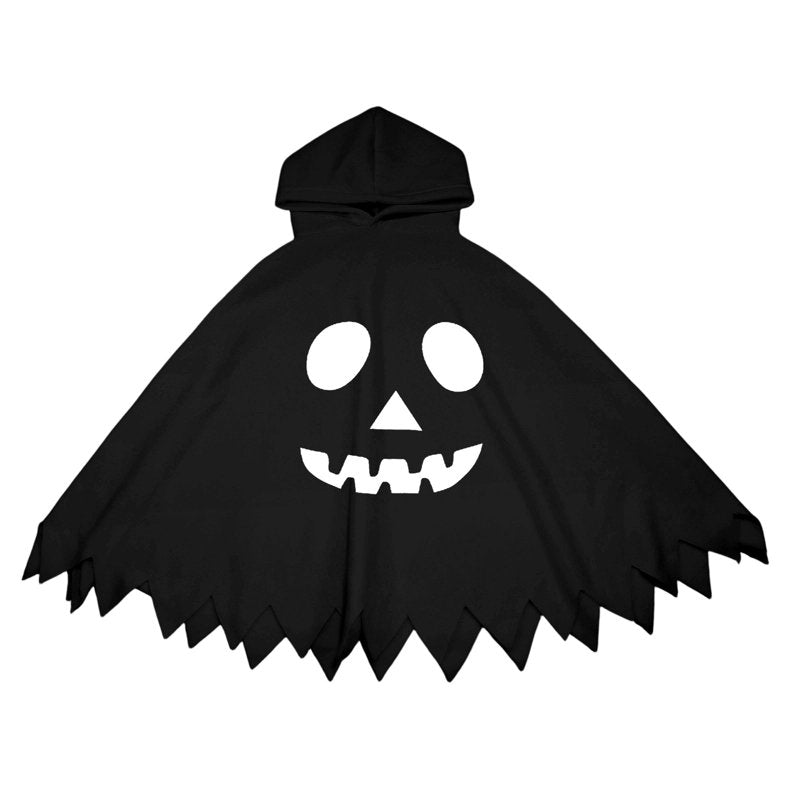Kids Ghostface Costume Cape for Halloween - Unisex Hooded Dress Up, 7-9 Years, Black & Fancy Dress