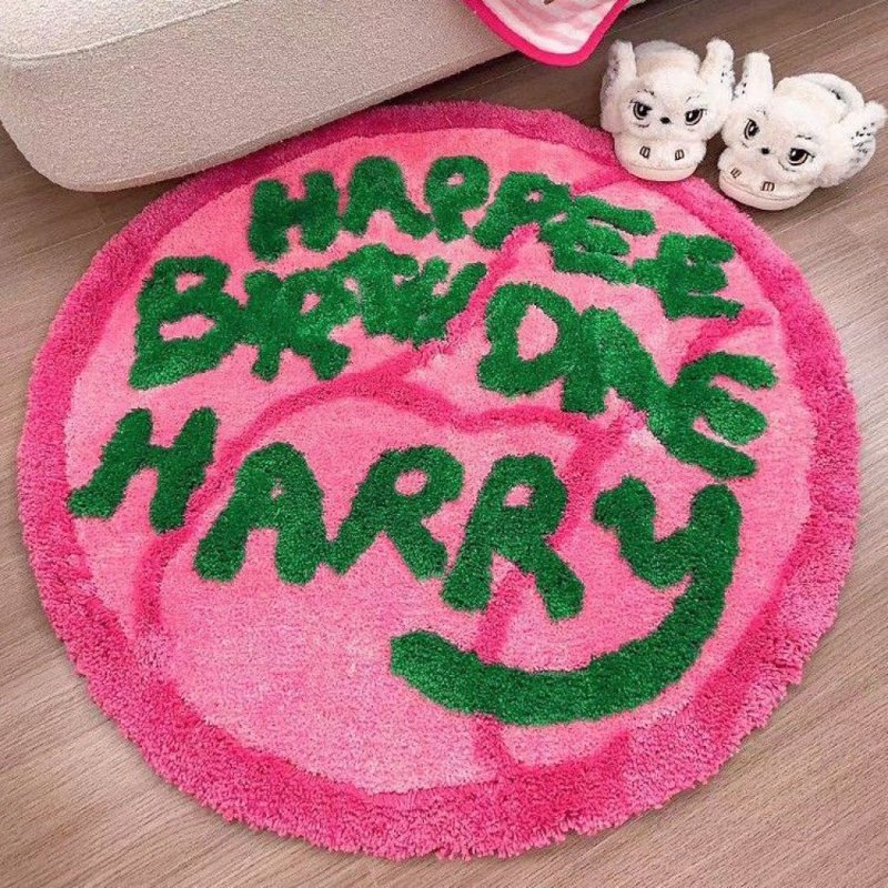 Halloween Plush Round Rug 80x80cm - Thickened Flocked Cake Pattern Non-Slip Machine Washable