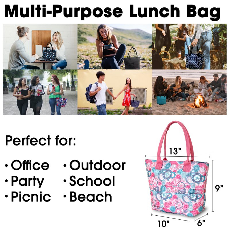Insulated Lunch Tote Bag for School & Work - Blue Raspberry