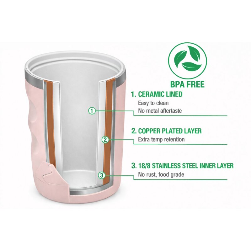 12oz Ceramic Lined Stainless Steel Insulated Travel Tumbler - Frosted Peach