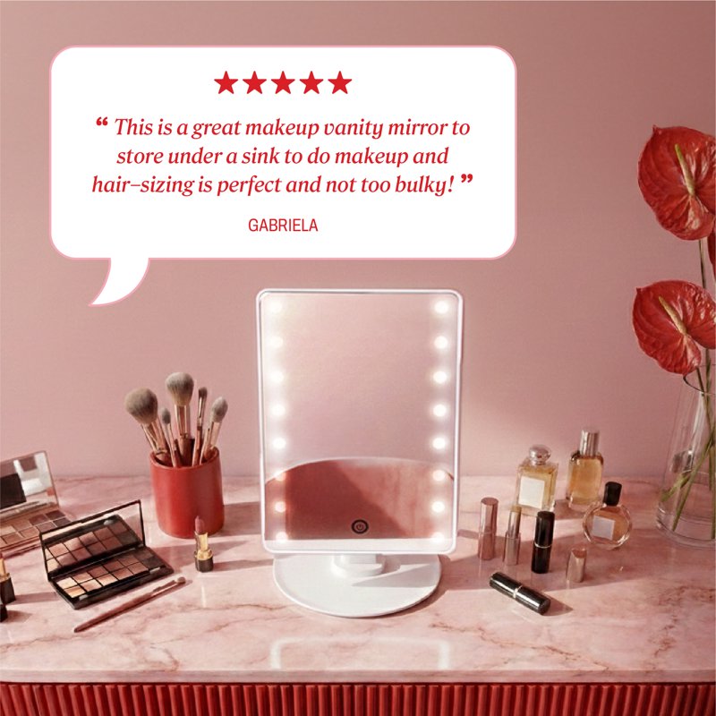 LED Vanity Mirror with 16 Dimmable Lights and Adjustable Angle