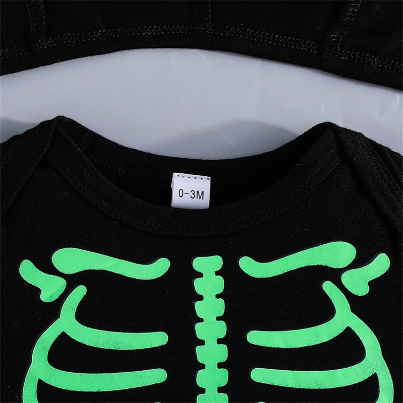 Baby Girl Skeleton Jumpsuit with Wings & Hat - Green 3-6 Months Halloween Outfit