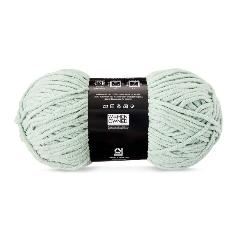 Bulk Chenille Yarn - Soft Plush Knitting & Crochet Thread, Sage, 220 yd