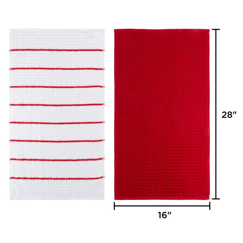 100% Cotton Kitchen Towels Set - 8 Pack Stripes & Solids 16”x28”