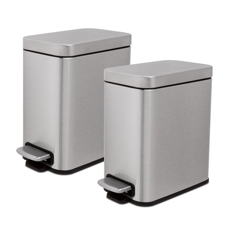 Stainless Steel Slim Step-On Trash Can Twin Pack - 1.3 Gallon