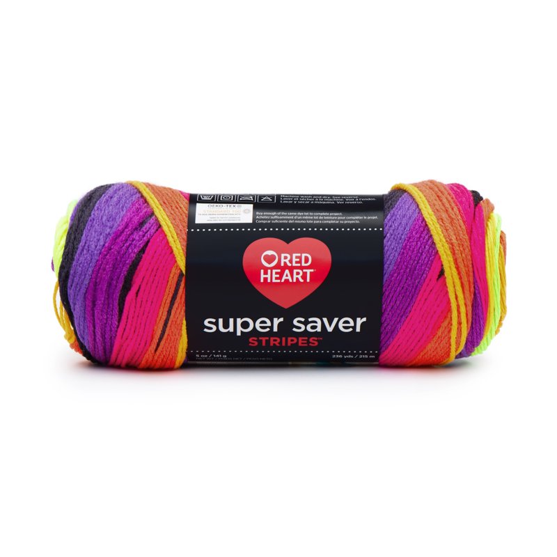 Red Heart Super Saver Worsted Acrylic Yarn Set - Bright Stripe 4 Pack, 5oz/142g