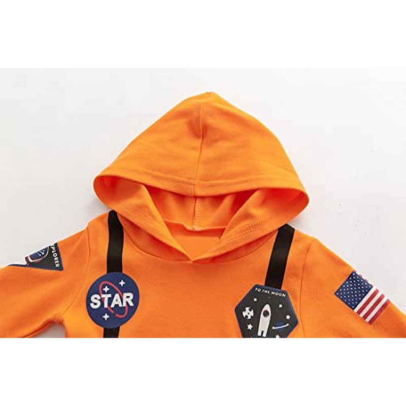 Baby Toddler Astronaut Cotton Romper - Short Sleeve, 36 Months, Orange - Cosplay Halloween Outfit