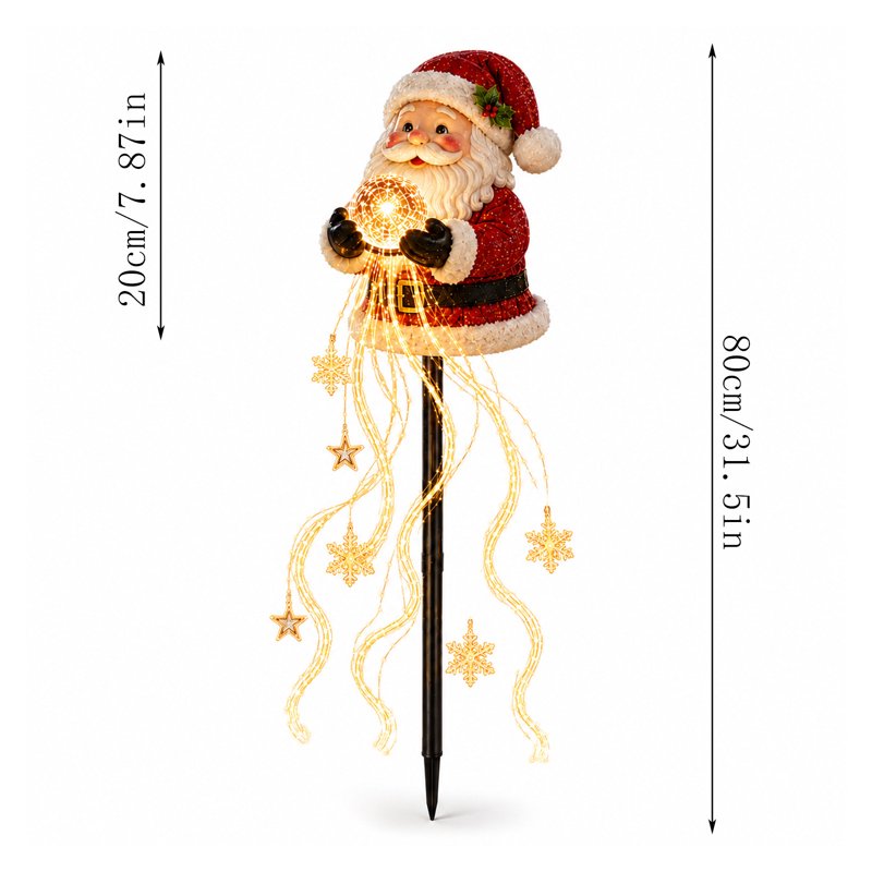 Santa Claus Garden Stake Light with Flowing Snowflake LED Christmas Decor - Variation B2