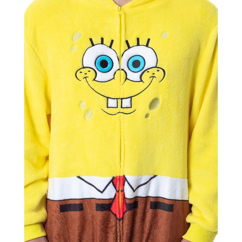 Multicolor SpongeBob SquarePants Hooded Union Suit Pajama Set - XXS/XS