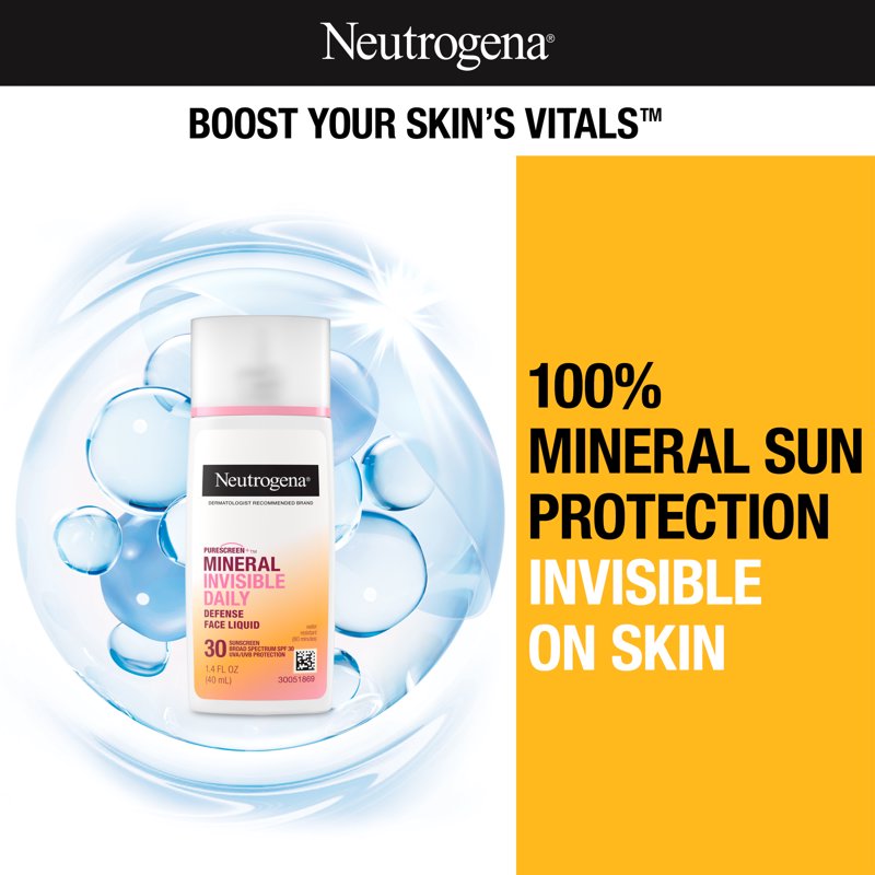 Mineral Face Sunscreen SPF 30 Liquid - Lightweight & Invisible
