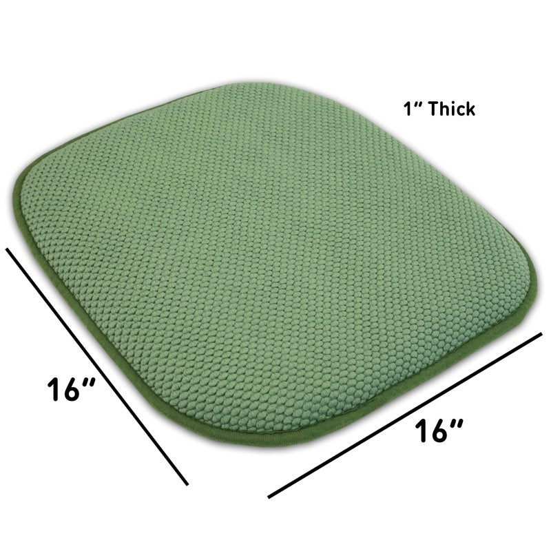 Memory Foam Chair Pad - Non-Slip Back, 16x16, Green - 4 Pack