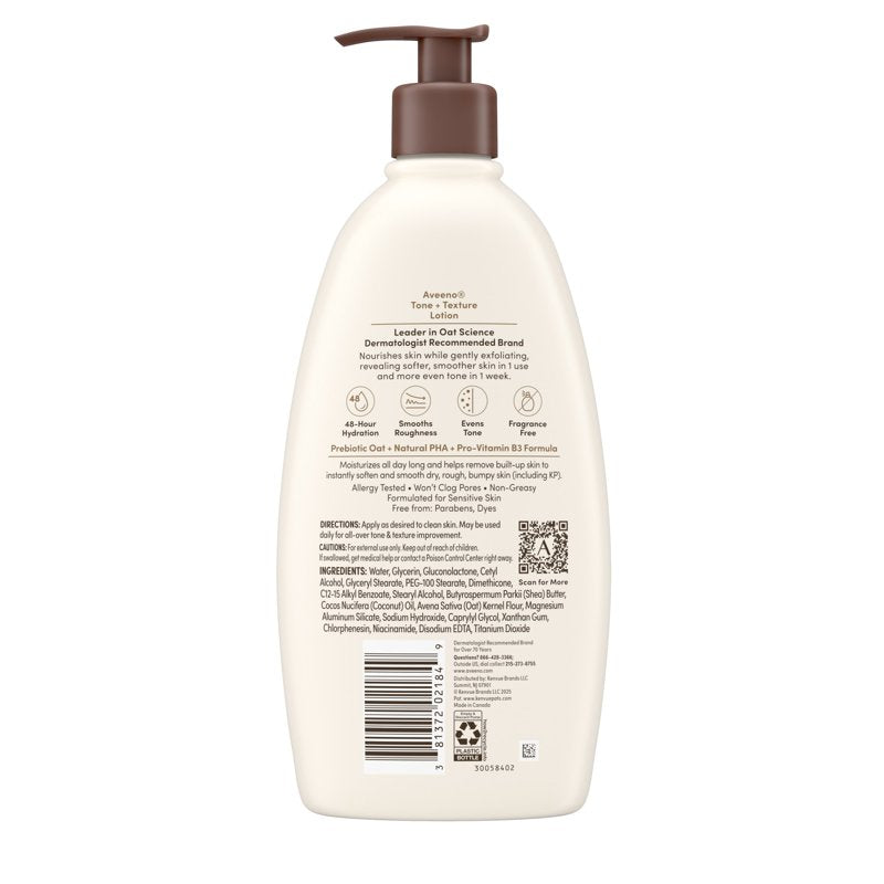 Aveeno Tone + Texture Lotion, Sensitive Skin, 18 fl. oz