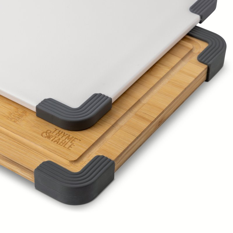 14x11 Inch Polypropylene & Bamboo Cutting Board Set - 2 Pieces