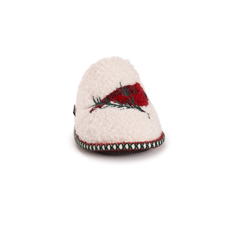 MUK LUKS Women's Punch Needle Holiday Slippers Ivory/Cardinal XL (11-12)