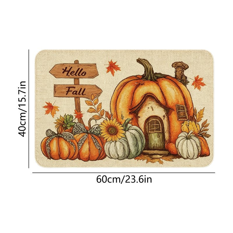 Thanksgiving Pumpkin Doormat - Non-Slip Autumn Front Door Decor - Variation T