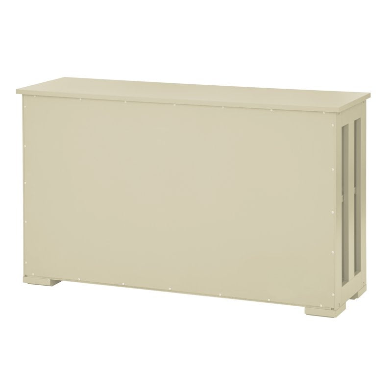 Sliding Wood Doors Stackable Storage Cabinet - Antique White