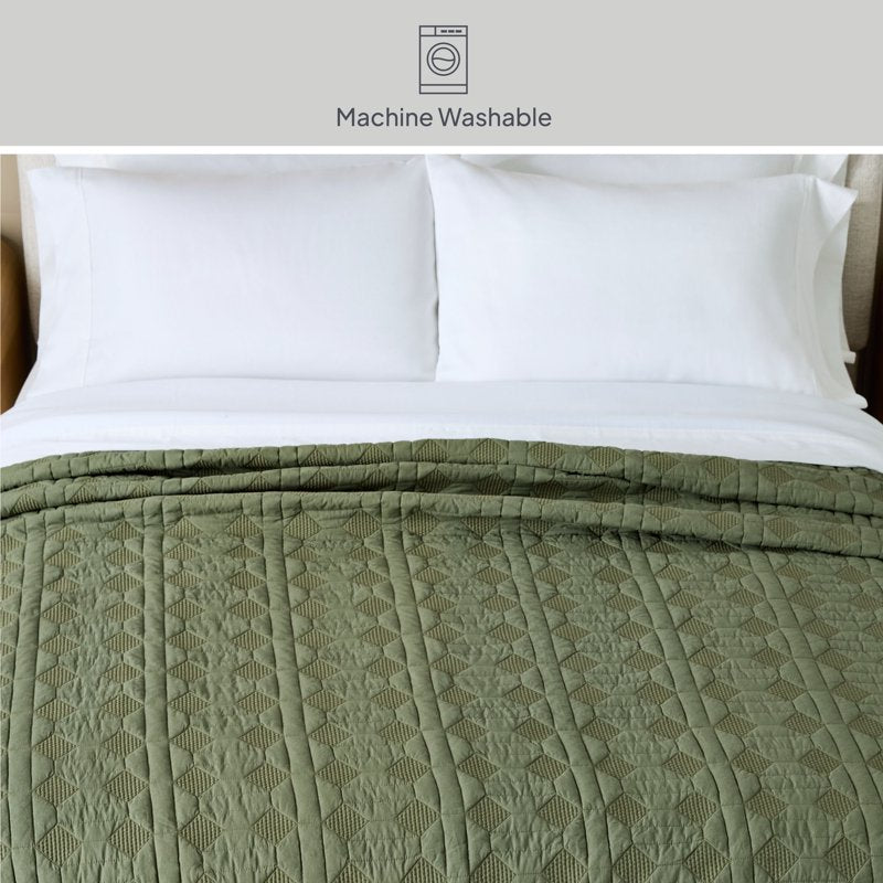 Better Homes & Gardens Crafted Geo Cotton Quilt - Full/Queen, Dark Green