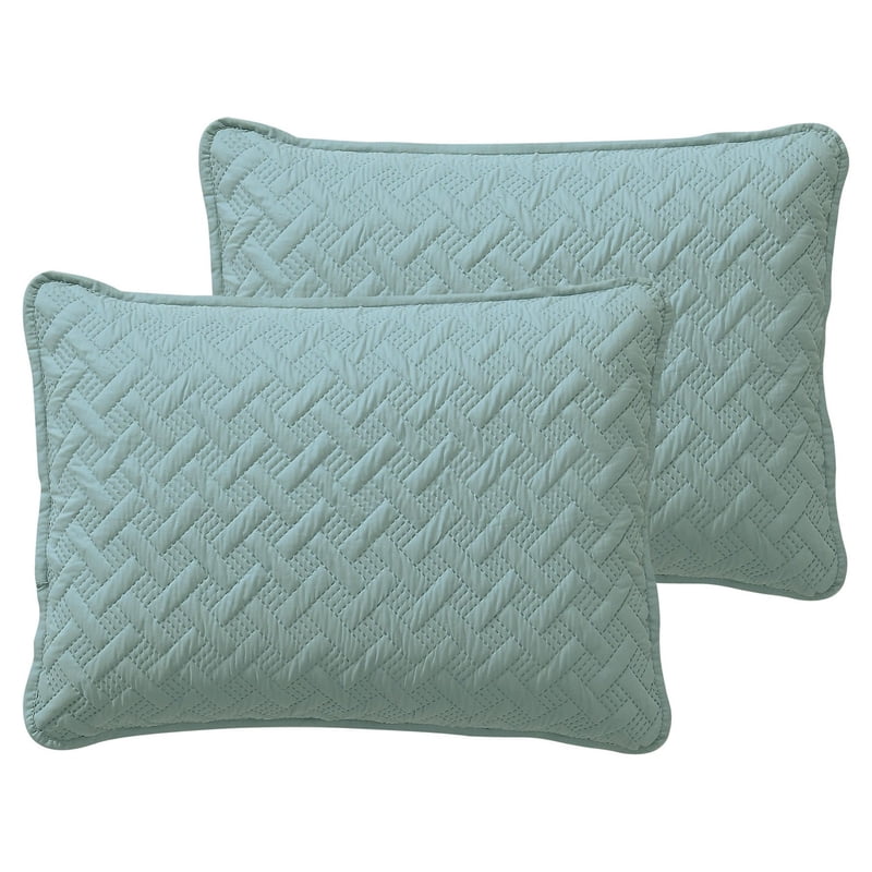 Twin Blue Geometric Quilt Set with Sham - Microfiber Bed Cover for Adults