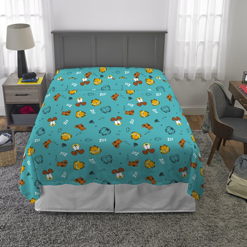 Garfield Kids Full Teal Blue Sheet Set - Microfiber Character Bedding