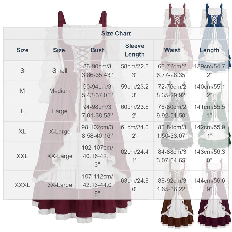 Blue Medieval European Court Dress for Women Maxi Renaissance Costume XXL