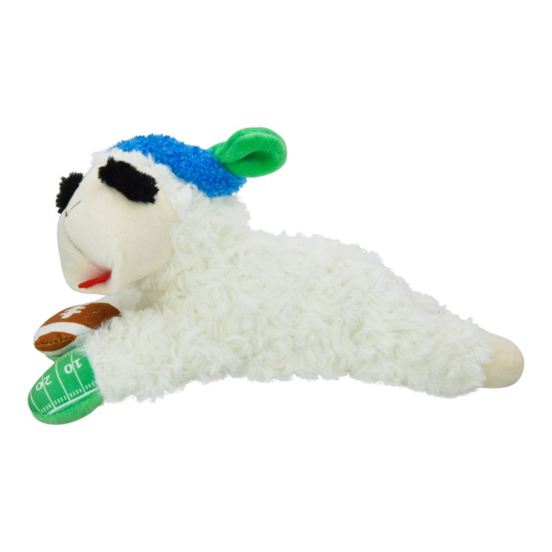Medium Lamb Chop Dog Toy with Football Design - Plush Squeaky Toy for Dogs - Variation: Football