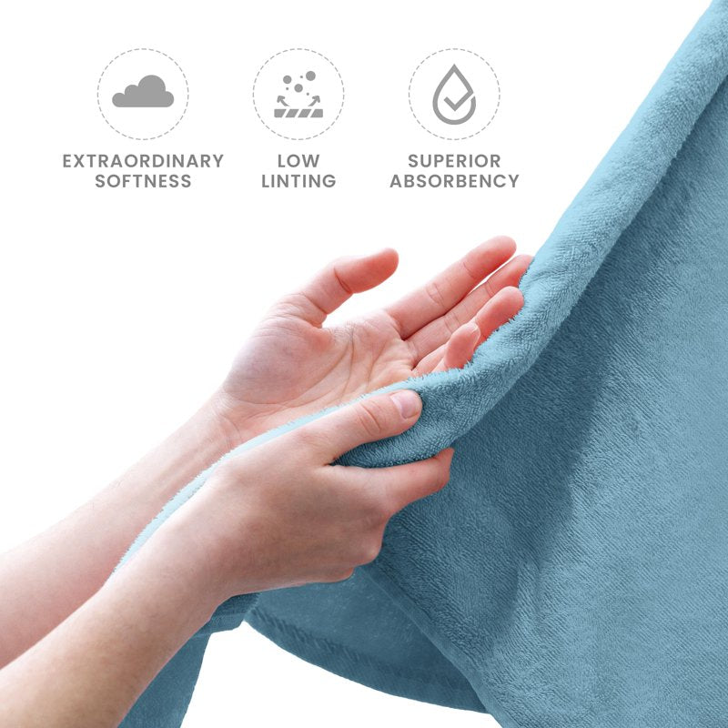 Blue 6-Piece Cotton Towel Set - Quick Dry & Absorbent Bath Towels with Variations