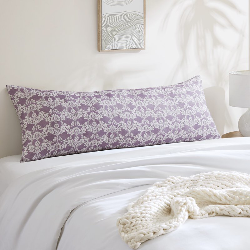 Mainstays Microfiber Body Pillowcase - Damask Medallion Purple 20 x 52 Inches