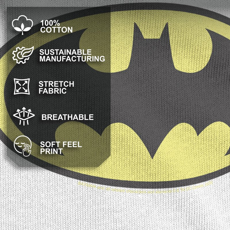 Men's Batman Logo Graphic T-Shirt White Classic L - Superhero Casual Tee