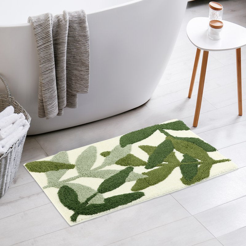 Bathroom Rugs Plush Fluffy Non-Slip 18x26 Inches Leaf-1 Variation