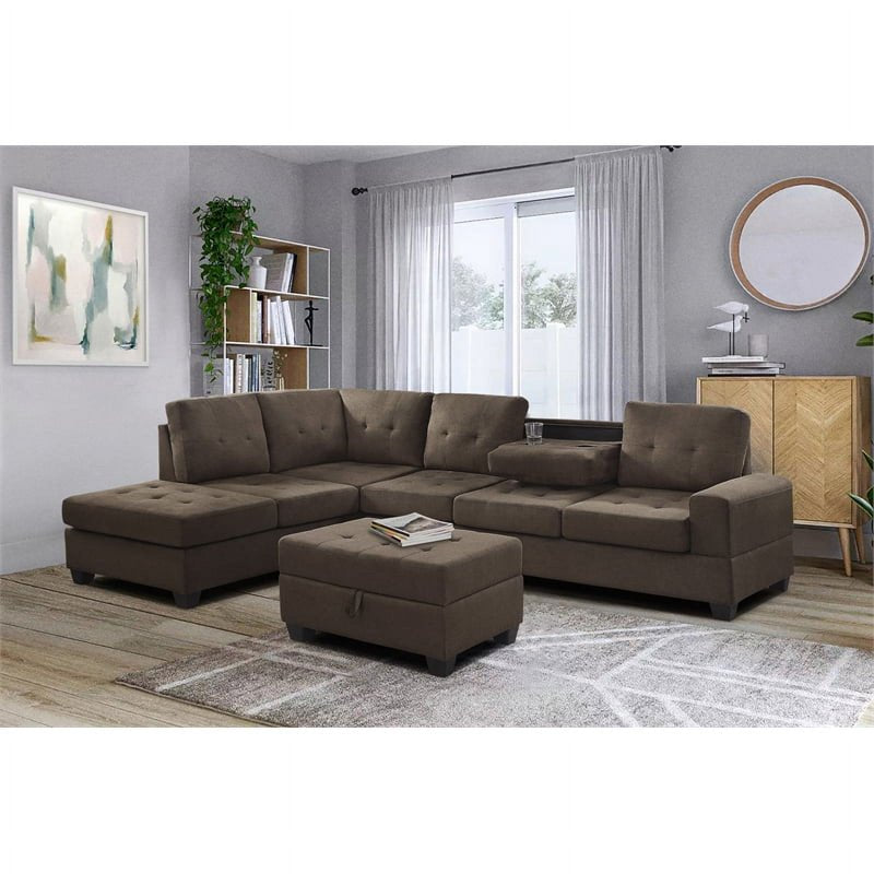 Microfiber Storage Ottoman with Tufted Top - Multiple Colors