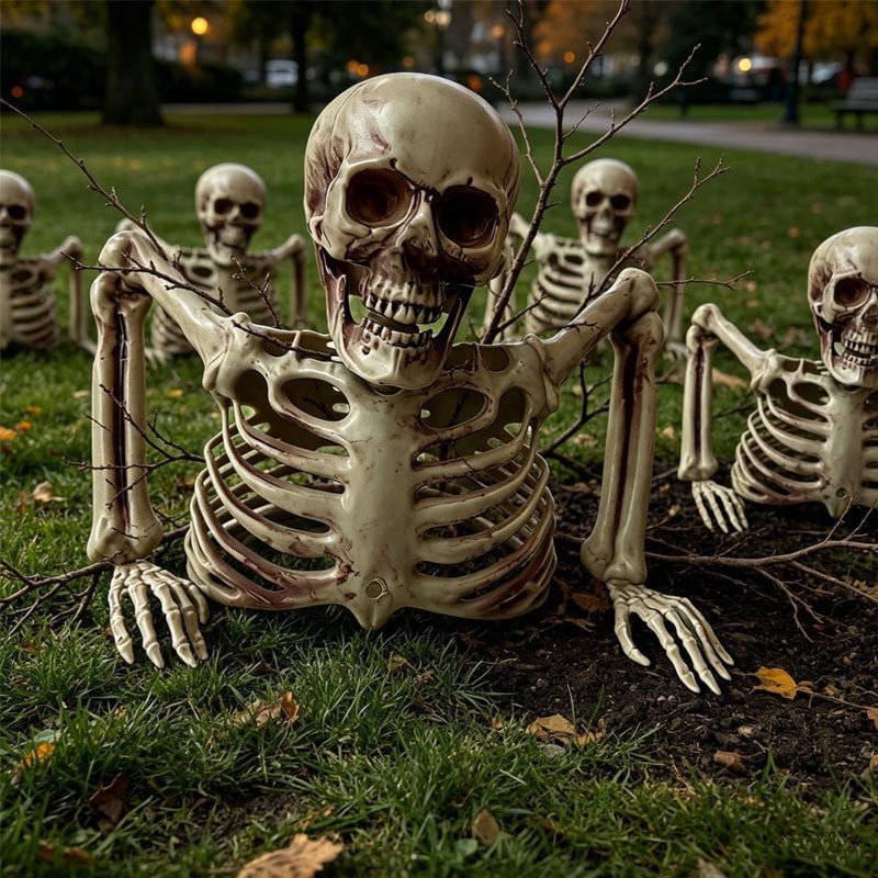 Halloween Skeleton Prop Half Torso White Plastic Tabletop Decor - Variation 022#A