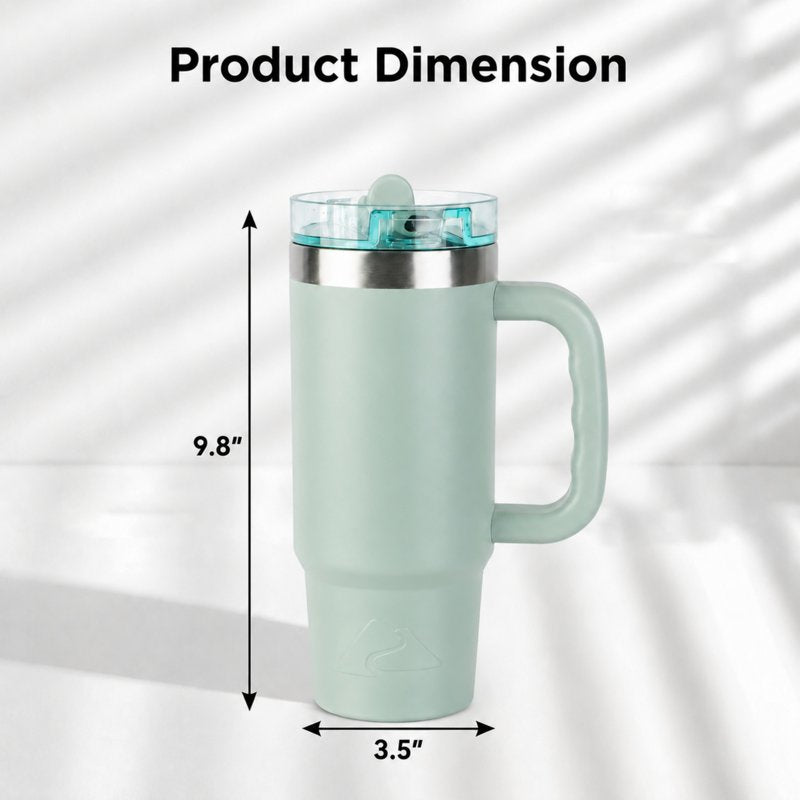 30 oz Insulated Stainless Steel Travel Tumbler with Handle - Sage Green