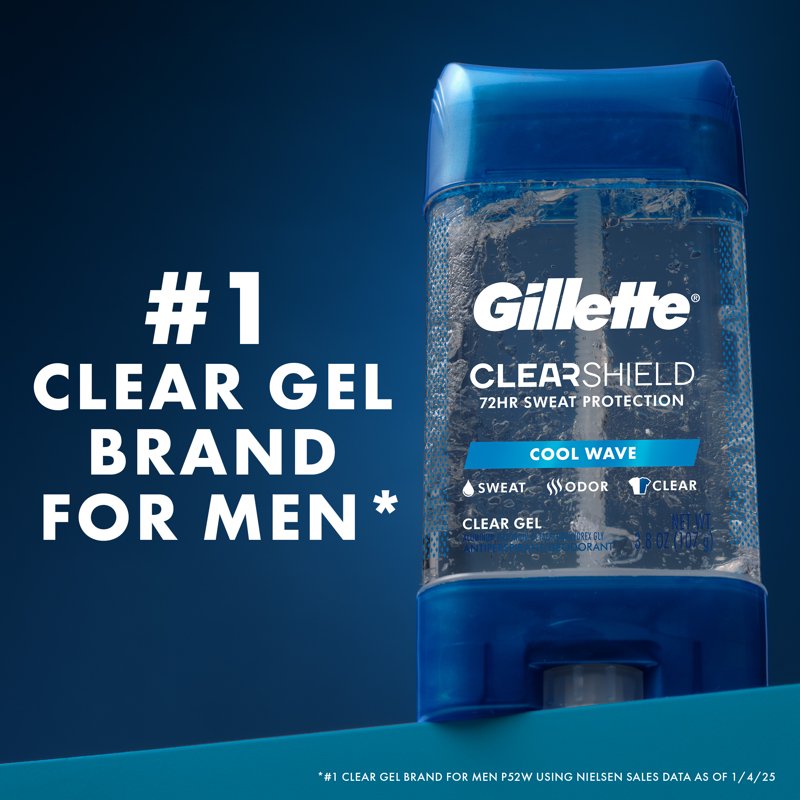 Clear Gel Antiperspirant and Deodorant for Men, Cool Wave Scent, 3.8 oz