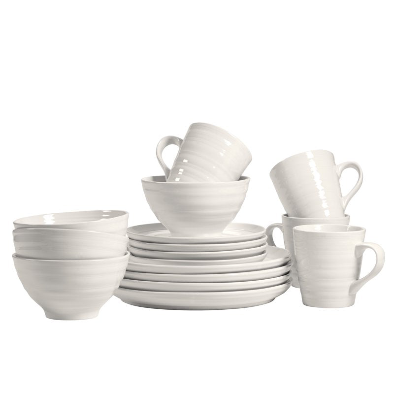 16-Piece White Dinnerware Set - Farmhouse Style