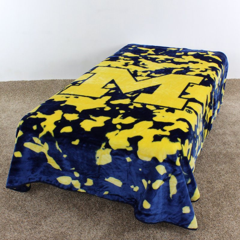 Michigan Wolverines Raschel Throw Blanket - 86x63 Inches College Covers Variation