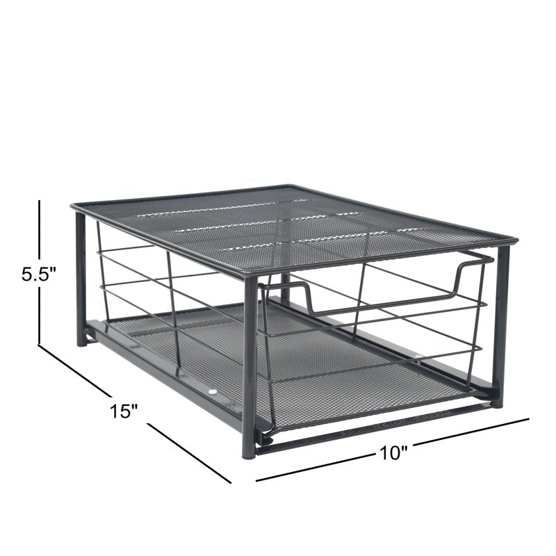 Black Stackable Drawer Organizer 10x15x5.5 Inches - 2 Pack, Slide-Out Storage