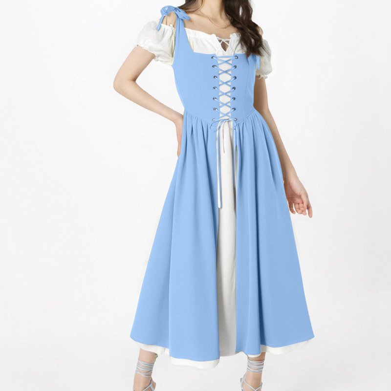 Women’s Renaissance Costume Dress - Light Blue Medieval Gothic Gown - Size L - Variation AA