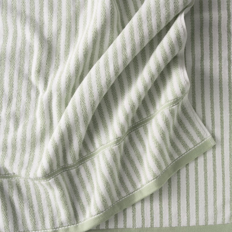 Stripe Hand Towel - Sage Green 100% Cotton Bathroom Accessory, 28x16 Inches