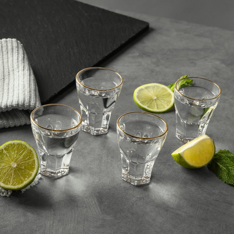 Scalloped Shot Glass Set - 4 Pack of Thyme & Table Glasses