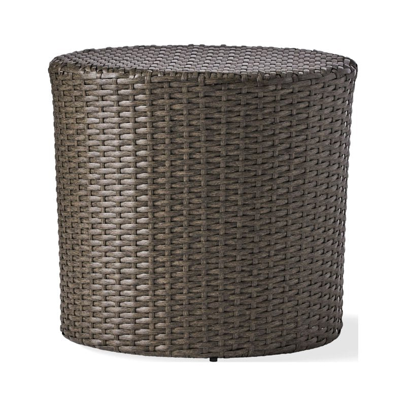 Outdoor Wicker Barrel Side Table - Dark Grey