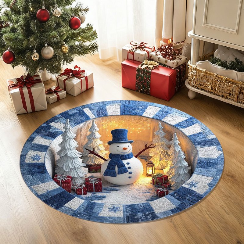 Christmas Round Non-Slip Doormat - Black+Friday Variation #12