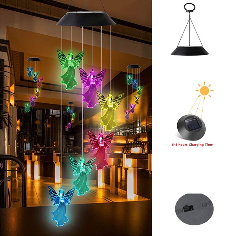 Solar Wind Chime Spinner Outdoor Garden Decor LED Courtyard Ornament - Variation P
