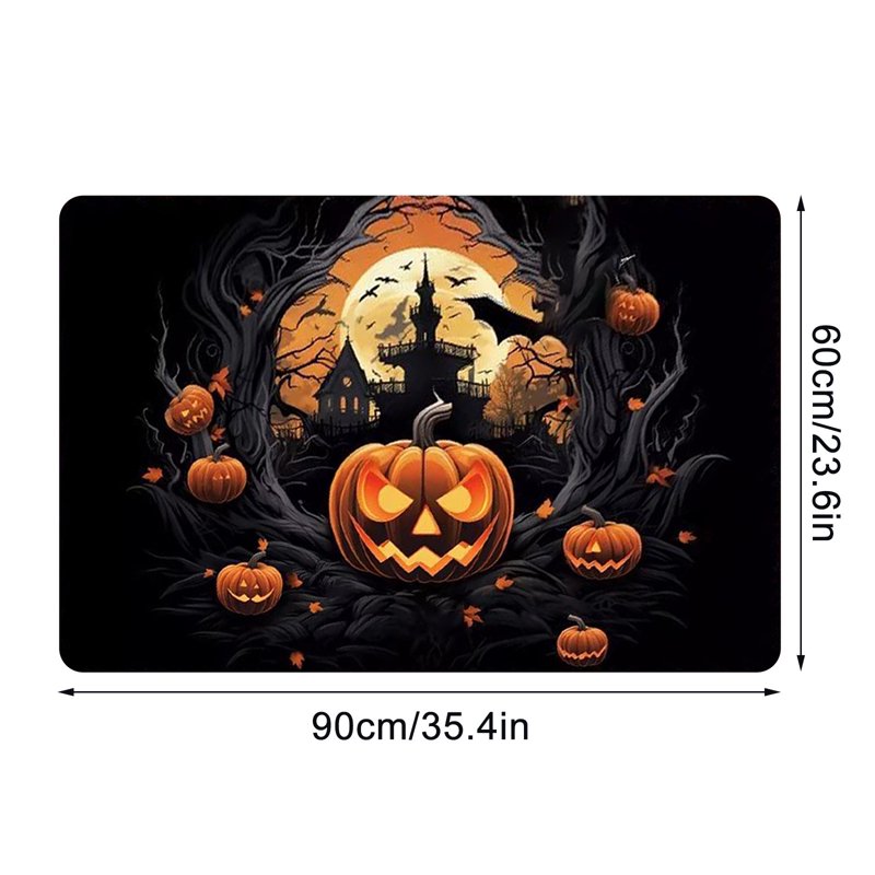 Halloween Bath Rug with Ghost & Pumpkin Design B#153 - Indoor Welcome Mat