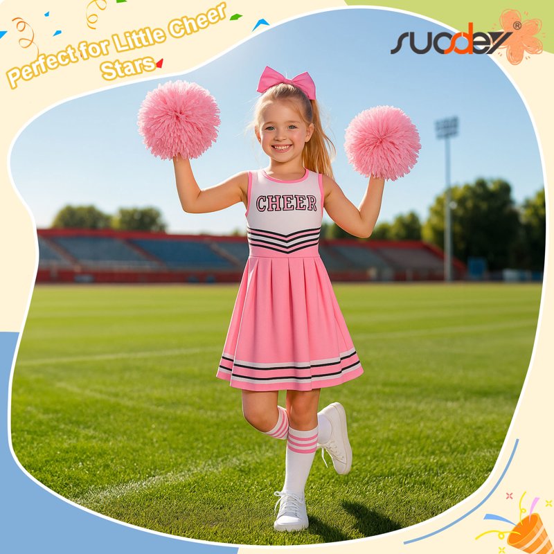 Girls Cheerleader Costume Outfit Set for 10-12 Years - Light Pink