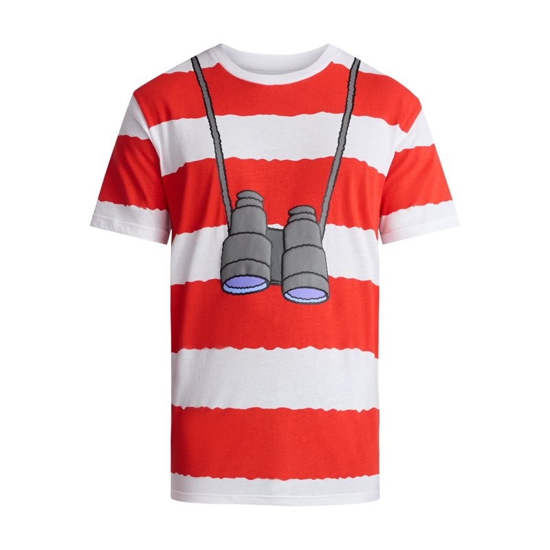 Kids Multicolor Waldo Graphic T-Shirt & Beanie Set L - Halloween Costume
