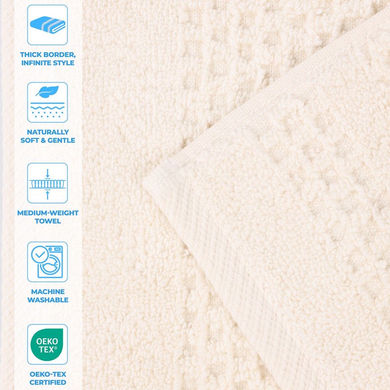 Ivory Cotton Waffle Textured Towel Set - 3 Piece Bathroom Decor - Superior