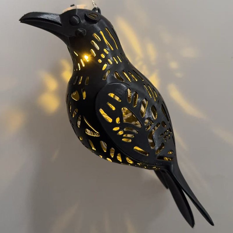 Halloween Crow Lantern - Spooky Outdoor Pendant Lamp for Garden & Patio Decor