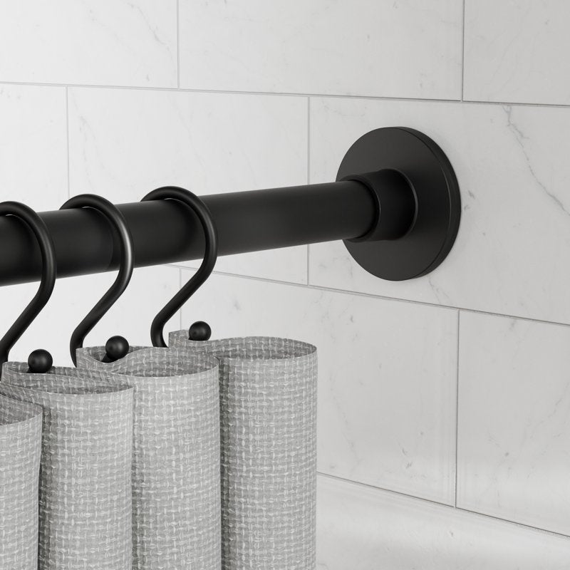 Adjustable Tension Shower Curtain Rod - Rustproof Aluminum, Matte Black, 43-72 Inches